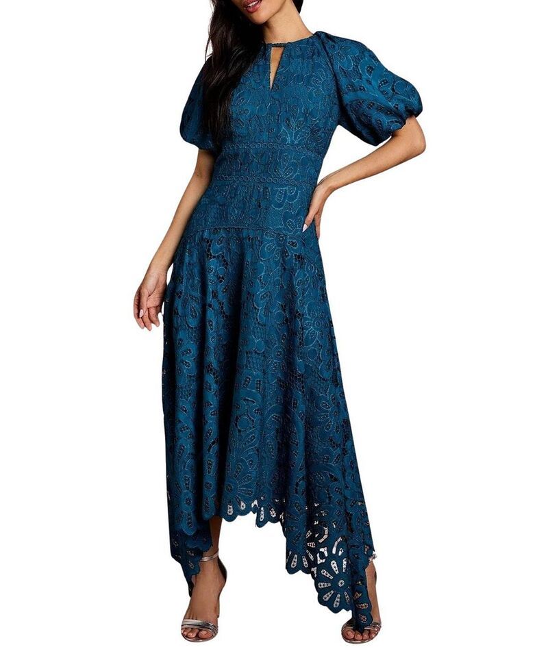 コースト レディース トップス ワンピース レース Coast Lace Hanky Hem Puff Sleeve Dress Teal ティール