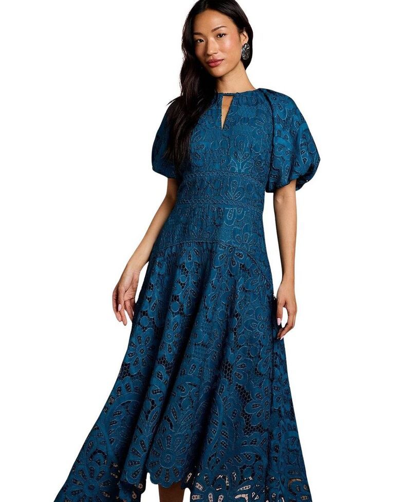 コースト レディース トップス ワンピース レース Coast Lace Hanky Hem Puff Sleeve Dress Teal ティール