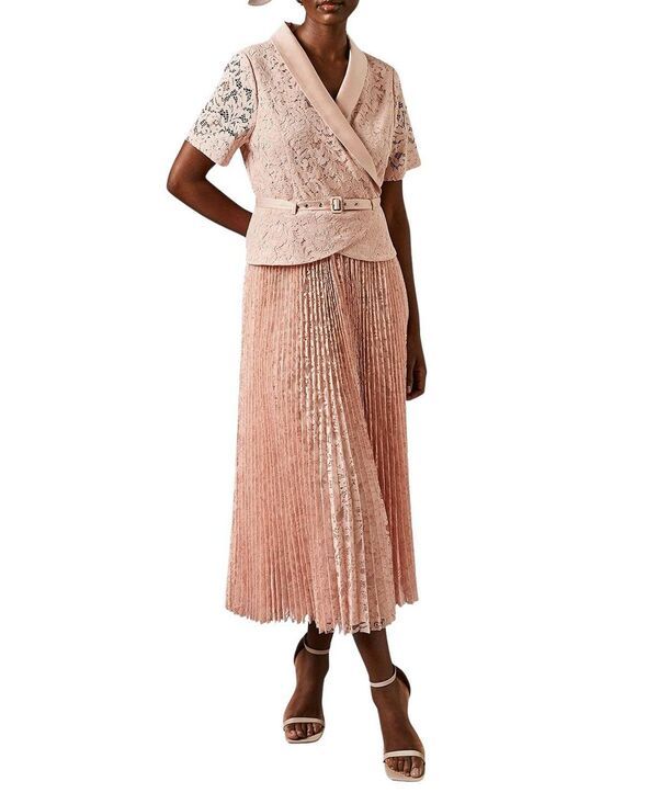 コースト レディース トップス ワンピース プリーツ ミディ レース ジャケット Coast Lace 2In1 Jacket Pleated Midi Dress Blush ブラッシュ