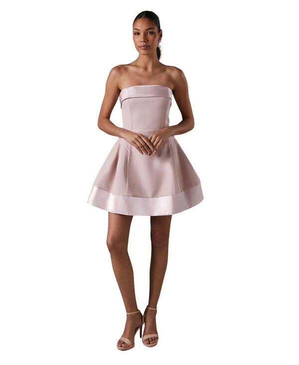 コースト レディース トップス ワンピース プリーツ ミニ サテン Coast Bandeau Satin Detail Pleated Mini Dress Pink ピンク コースト レディース トップス ワンピース プリーツ ミニ サテン Coast Bandeau Satin Detail Pleated Mini Dress Pink ピンク