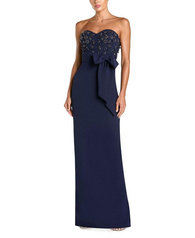 マックダガル レディース トップス ワンピース クレープ ストラップレス Mac Duggal Crepembellished Bustier Strapless Gown with Bow Midnight