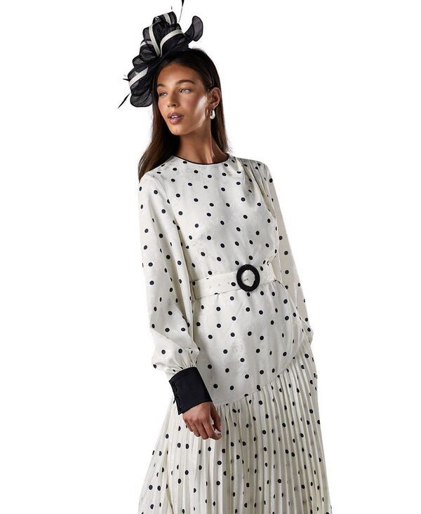 コースト レディース トップス ワンピース プリーツ ミディ Coast Long Sleeve Pleated Midi Dress Mono