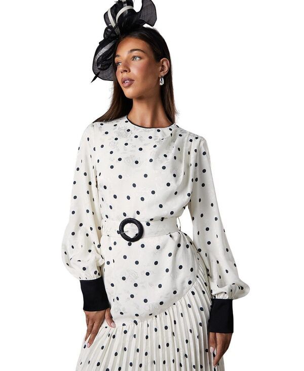 コースト レディース トップス ワンピース プリーツ ミディ Coast Long Sleeve Pleated Midi Dress Mono