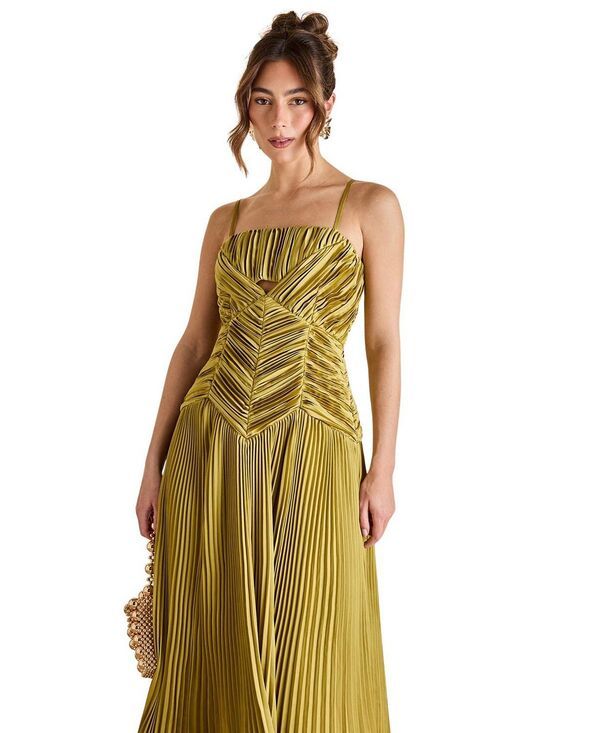 コースト レディース トップス ワンピース プリーツ サテン Coast Pleated Peplum Strappy Satin Dress Olive オリーブ コースト レディース トップス ワンピース プリーツ サテン Coast Pleated Peplum Strappy Satin Dress Olive オリーブ