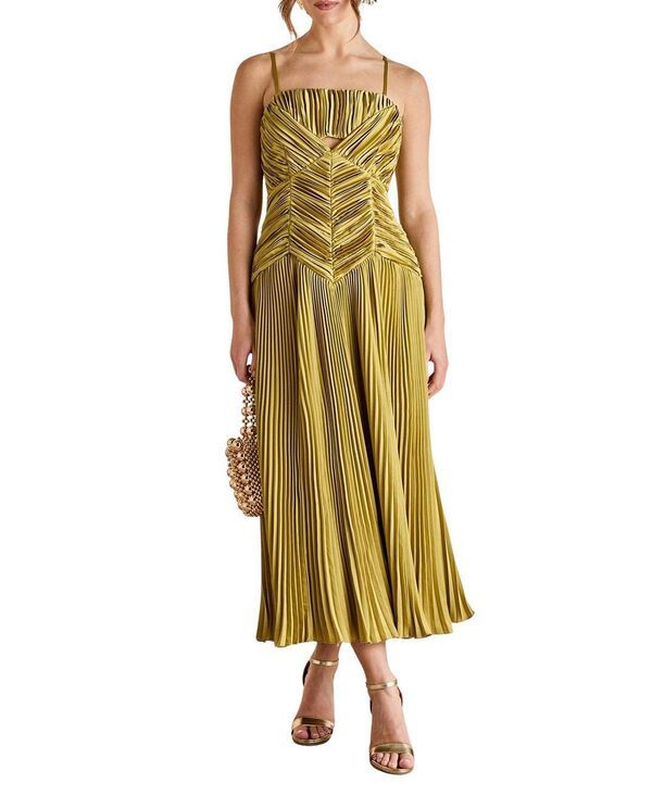 コースト レディース トップス ワンピース プリーツ サテン Coast Pleated Peplum Strappy Satin Dress Olive オリーブ