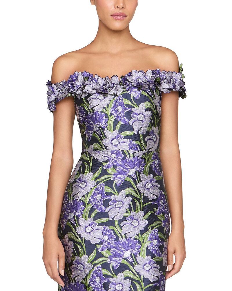 セイア レディース トップス ワンピース Theia Olyssia Off the Shoulder Gown Iris Bloom