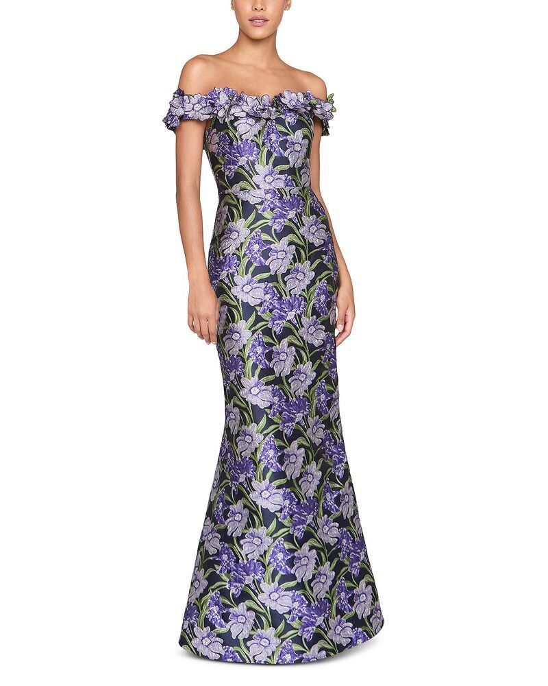 セイア レディース トップス ワンピース Theia Olyssia Off the Shoulder Gown Iris Bloom