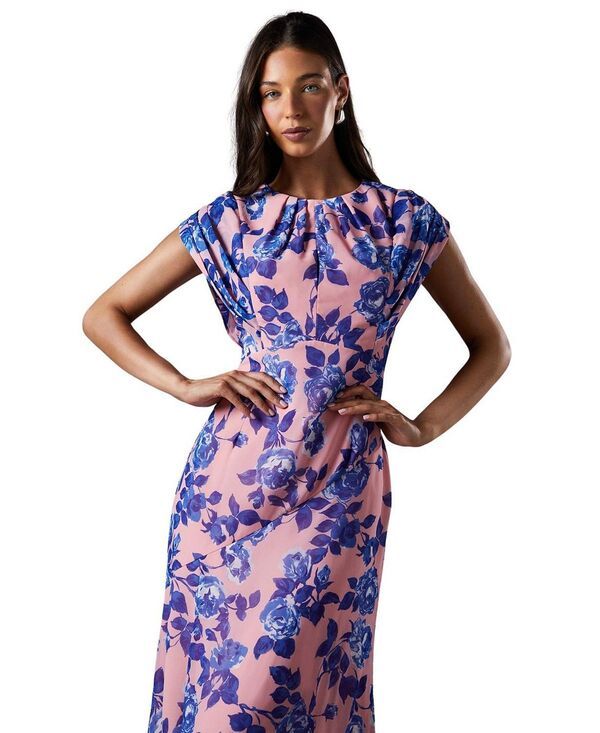 コースト レディース トップス ワンピース シフォン フラワー柄 ミディ キャップ フラワー Coast Cap Sleeve Floral Chiffon Midi Dress Nude コースト レディース トップス ワンピース シフォン フラワー柄 ミディ キャップ フラワー Coast Cap Sleeve Floral Chiffon Midi Dress Nude