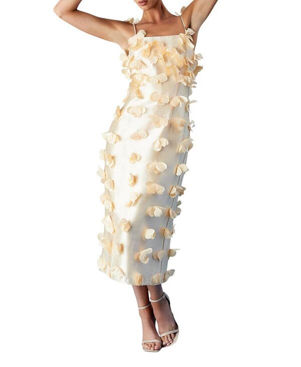 コースト レディース トップス ワンピース ミディ サテン Coast 3D Flowerstrappy Satin Midi Dress Yellow イエロー