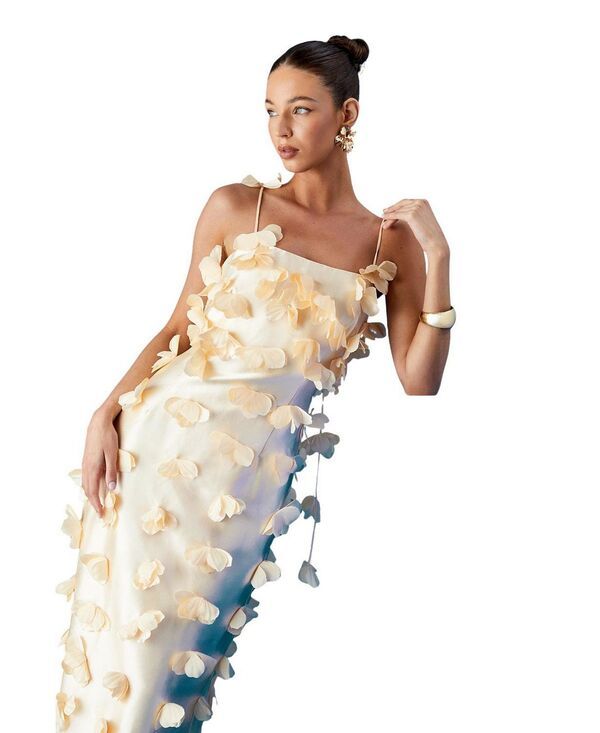 コースト レディース トップス ワンピース ミディ サテン Coast 3D Flowerstrappy Satin Midi Dress Yellow イエロー