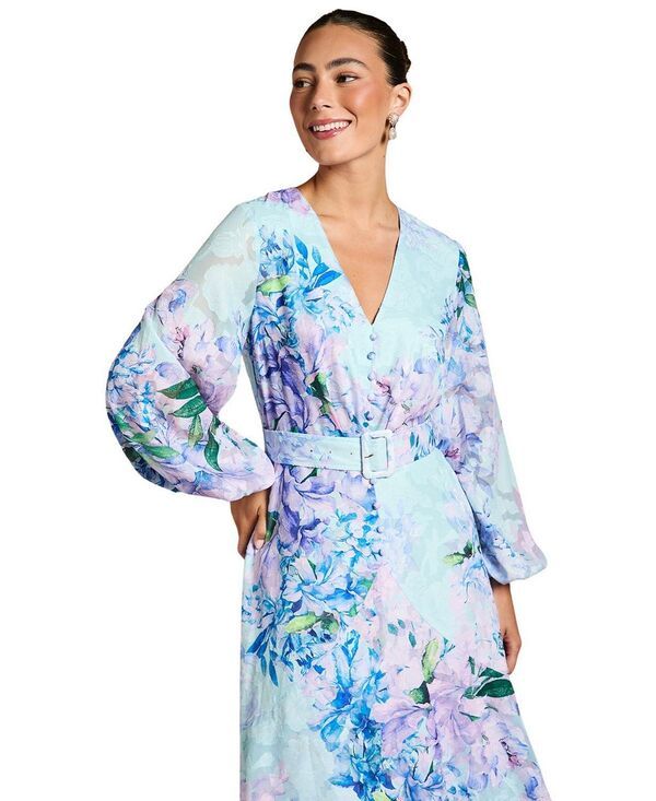 コースト レディース トップス ワンピース シフォン マキシ Coast Long Sleeve Chiffon Belted Maxi Dress Blue ブルー コースト レディース トップス ワンピース シフォン マキシ Coast Long Sleeve Chiffon Belted Maxi Dress Blue ブルー