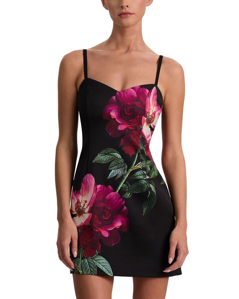 アリスアンドオリビア レディース トップス ワンピース Alice and Olivia Nina Sweetheart Spaghetti Strap Dress Empress Bloom Black ブラック