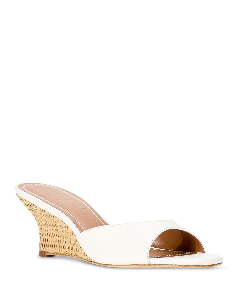 スタウド レディース シューズ サンダル レザー STAUD Womens Brigitte Leather Wedge Sandals Paper Natural
