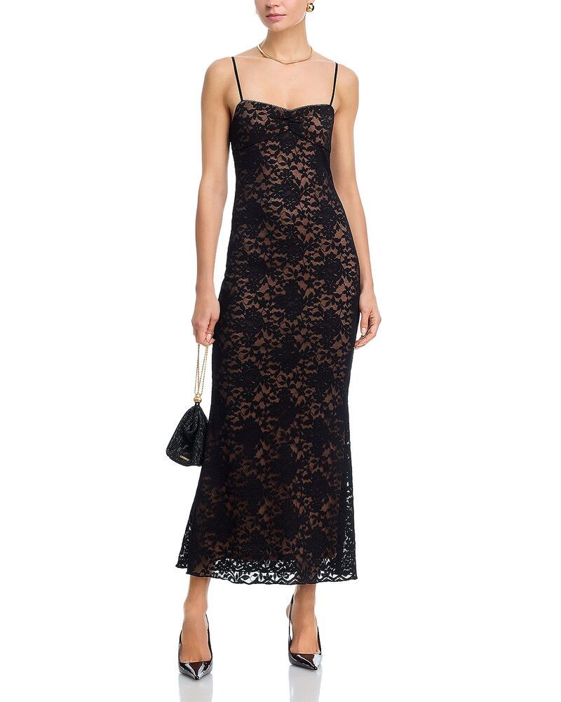 アクア レディース トップス ワンピース レース マキシ AQUA Stretch Lace Maxi Dress Exclusive Black ブラック