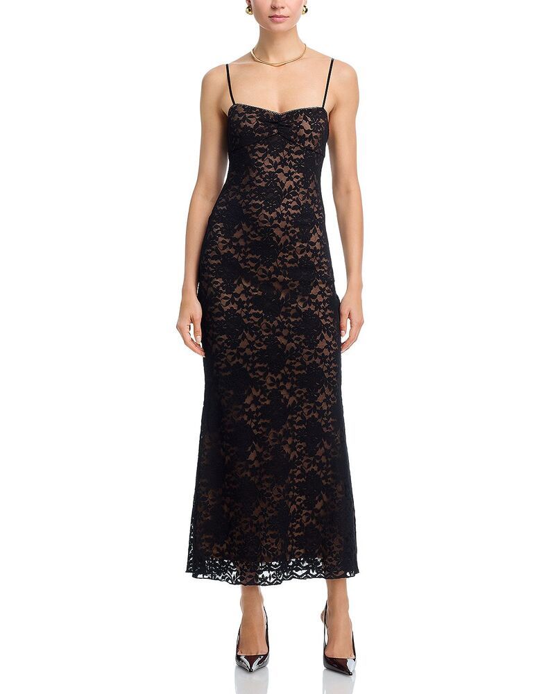 アクア レディース トップス ワンピース レース マキシ AQUA Stretch Lace Maxi Dress Exclusive Black ブラック