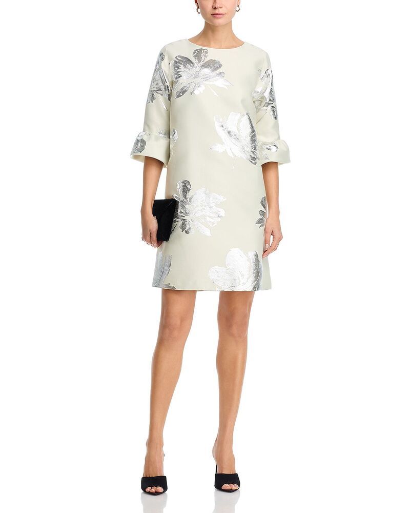 キャロライン ローズ レディース トップス ワンピース フリル トール Caroline Rose Ruffled Cuff Metallic DressilverIvory アイボリー キャロライン ローズ レディース トップス ワンピース フリル トール Caroline Rose Ruffled Cuff Metallic DressilverIvory アイボリー