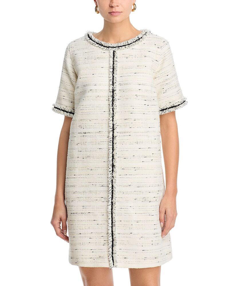 キャロライン ローズ レディース トップス ワンピース フリンジ Caroline Rose Talia Fringe Trim Dress IvoryBlack アイボリー