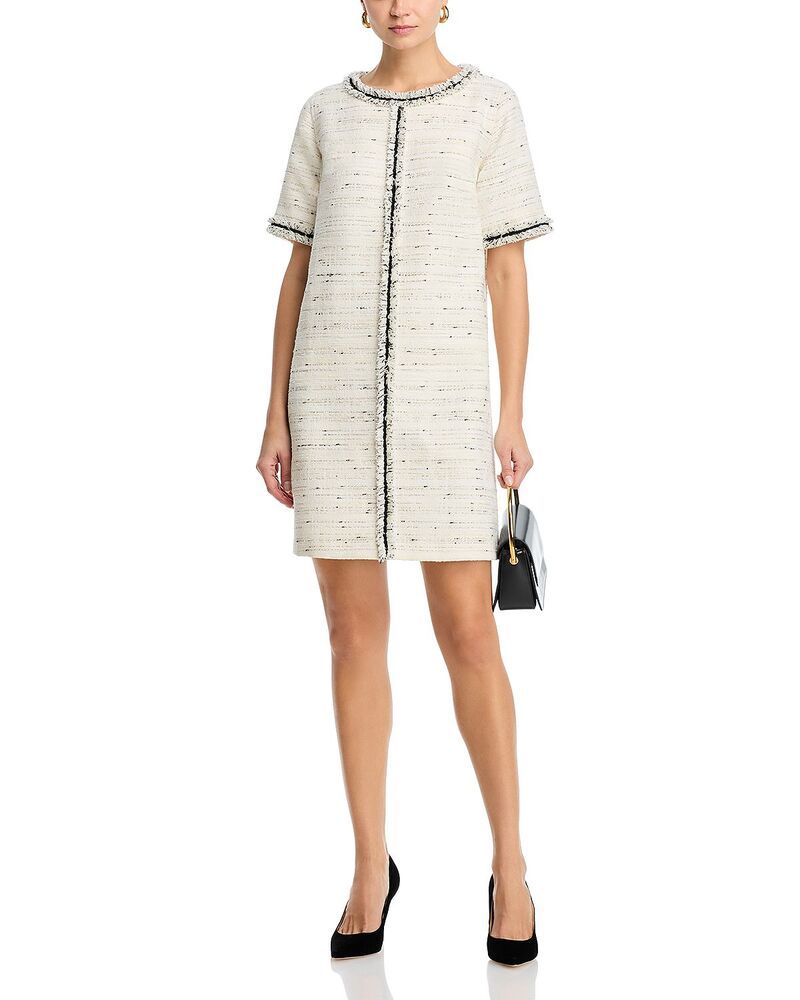 キャロライン ローズ レディース トップス ワンピース フリンジ Caroline Rose Talia Fringe Trim Dress IvoryBlack アイボリー