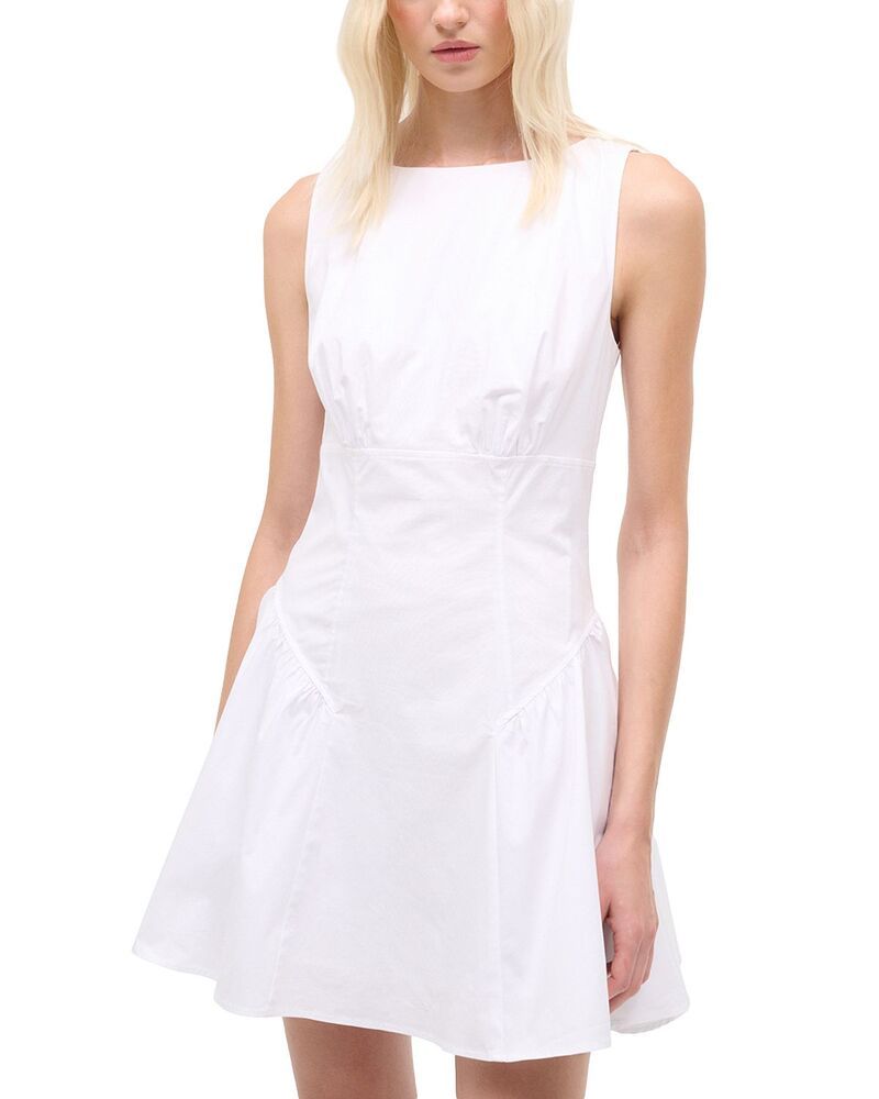 スタウド レディース トップス ワンピース ミニ STAUD Gwen Mini Dress White ホワイト