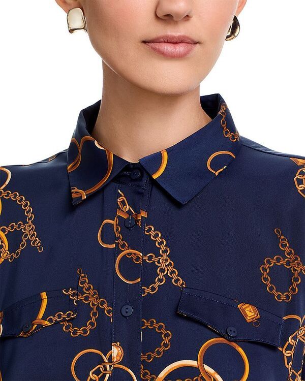 ティー・タハリ レディース トップス ワンピース ボタンダウン ミディ ダウン Tahari Half Placket Button Down Midi Dress Golden Bracelet Print ティー・タハリ レディース トップス ワンピース ボタンダウン ミディ ダウン Tahari Half Placket Button Down Midi Dress Golden Bracelet Print