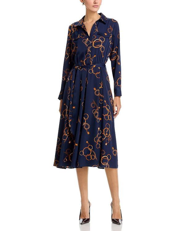 ティー・タハリ レディース トップス ワンピース ボタンダウン ミディ ダウン Tahari Half Placket Button Down Midi Dress Golden Bracelet Print