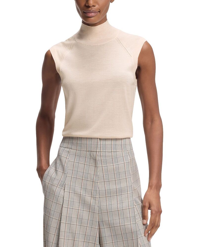 ボス レディース アウター ニット・セータートルネック ノースリーブ BOSS Fipini Sleeveless Turtleneck Sweater Soft Pearl パール