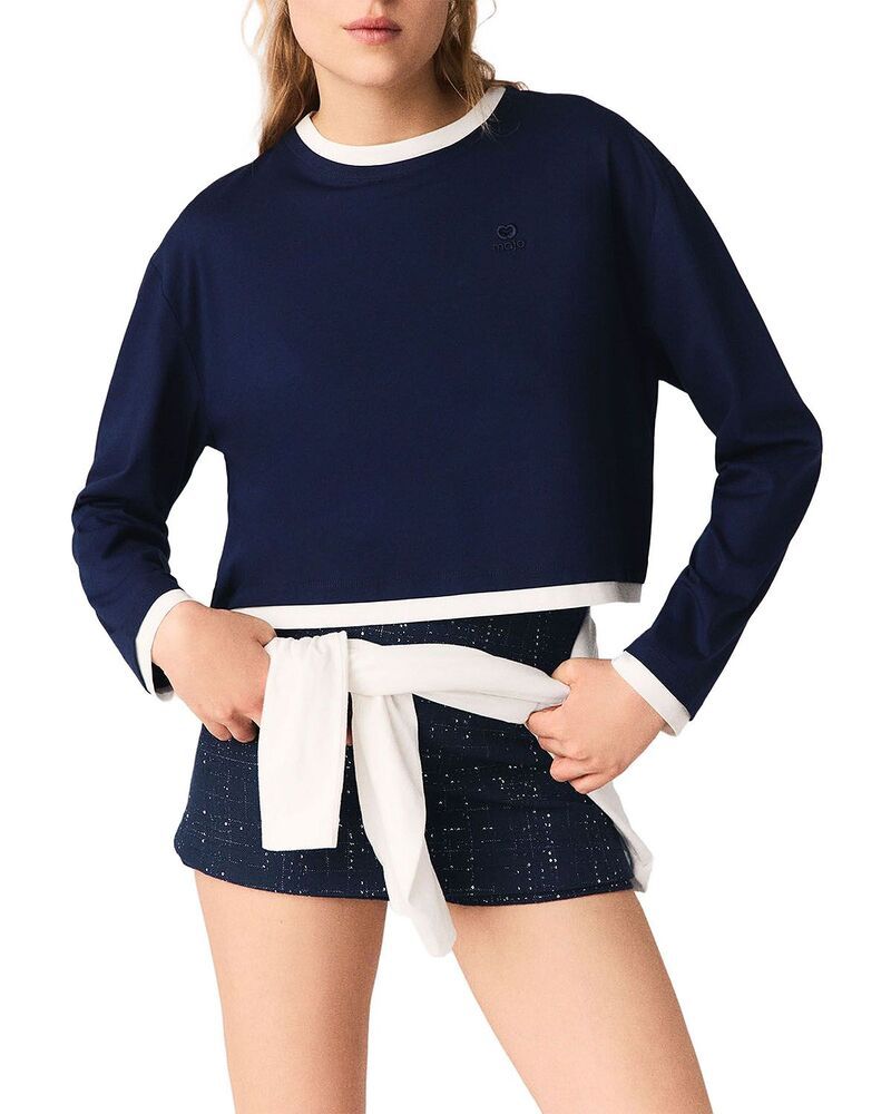 マージュ レディース トップス Tシャツ Maje Layered Effectee Navy ネイビー