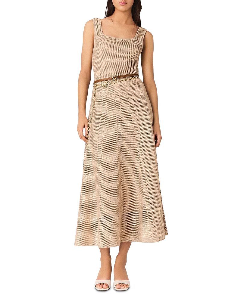 マージュ レディース トップス ワンピース ミディ ニット Maje Rhinestone Knit Midi Dress Nude