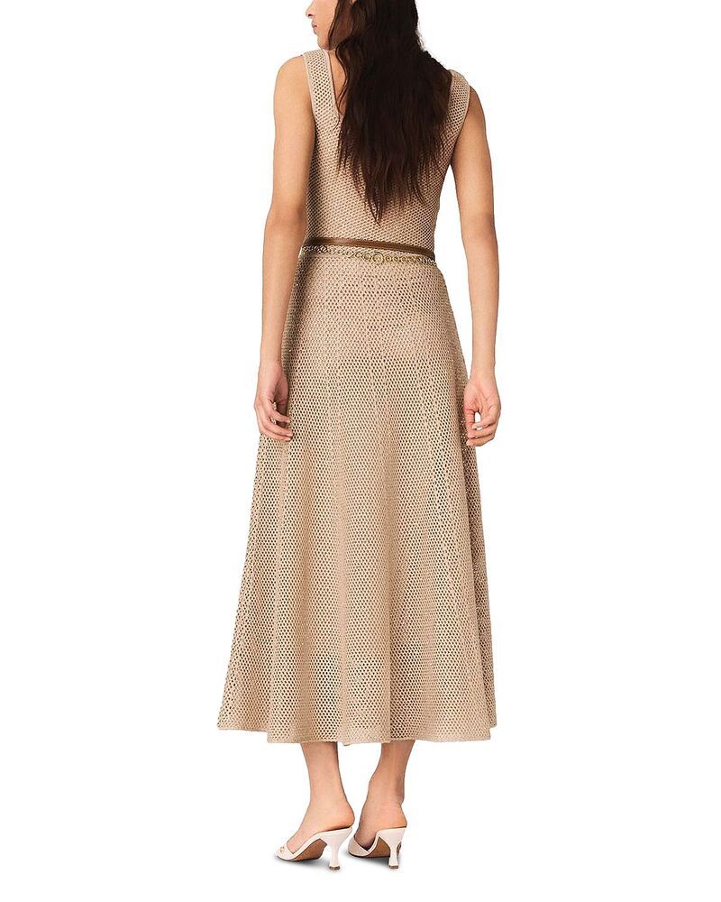 マージュ レディース トップス ワンピース ミディ ニット Maje Rhinestone Knit Midi Dress Nude