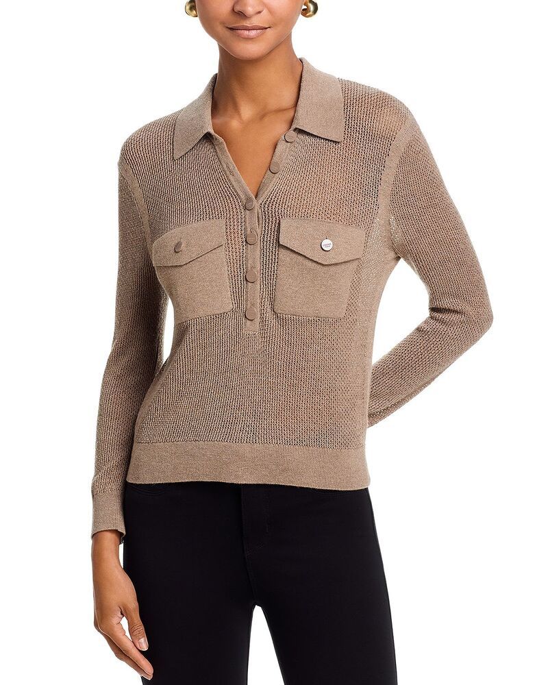 ラジャンス レディース アウター ニット・セーター LAGENCE Carine Pointelle Collared Sweater Mushroom