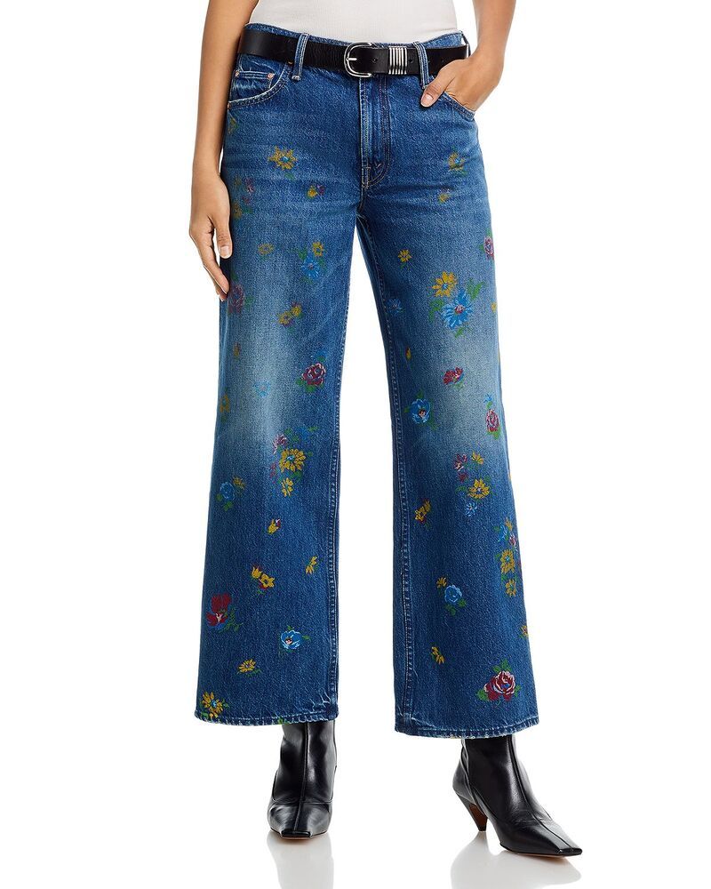 マザー レディース ボトムス デニムパンツ ワイドレッグ ジーンズ MOTHER Lil Rerun Zip Sneak High Rise Wide Leg Jeans in Field oflowers Field oflowers