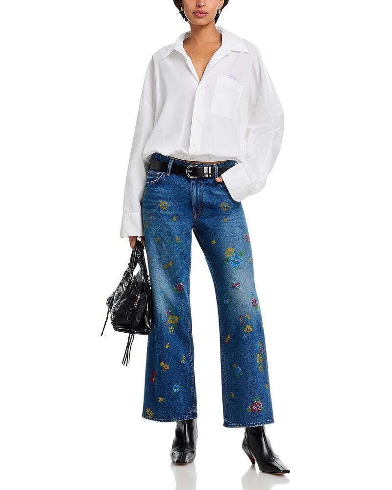 マザー レディース ボトムス デニムパンツ ワイドレッグ ジーンズ MOTHER Lil Rerun Zip Sneak High Rise Wide Leg Jeans in Field oflowers Field oflowers