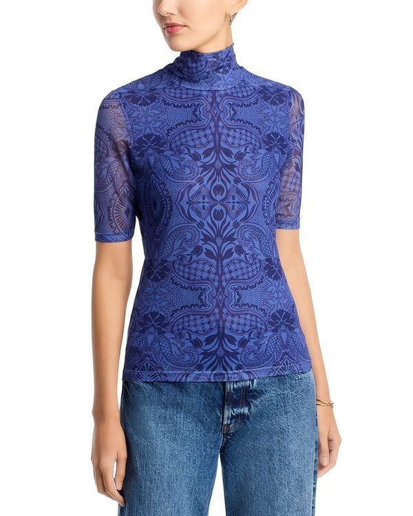ジョニーワズ レディース トップス シャツ モックネック メッシュ Johnny Was Mesh Mock Neck Top Katina