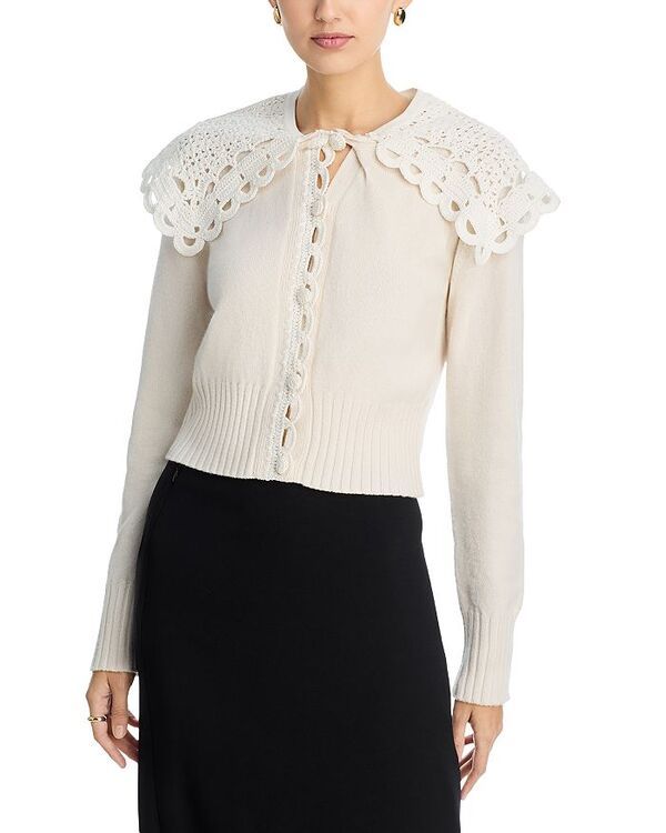 アーデム レディース アウター カーディガン レース Erdem Lace Shawl Cardigan Alabaster