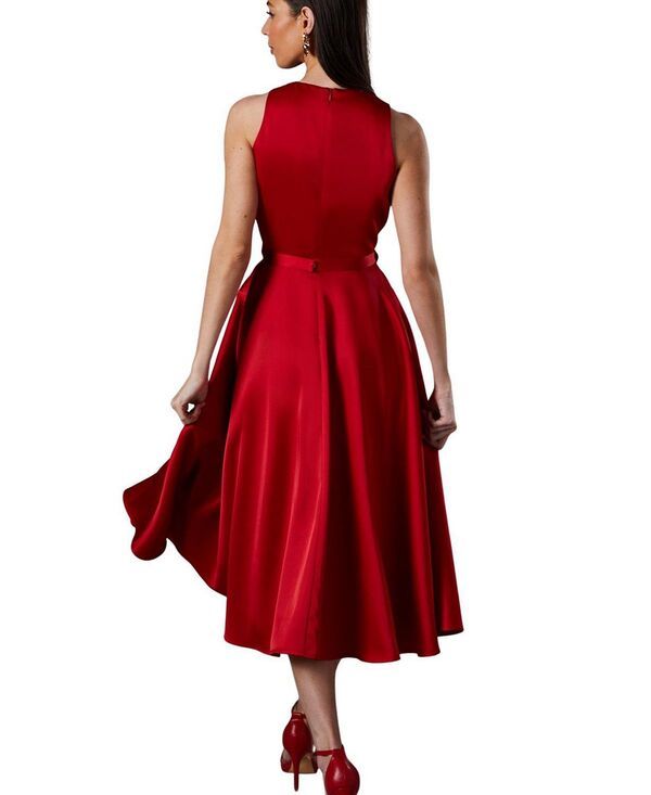 コースト レディース トップス ワンピース Vネック ミディ スカート Coast Bow Trim VNeck Volume Skirt Midi Dress Red レッド コースト レディース トップス ワンピース Vネック ミディ スカート Coast Bow Trim VNeck Volume Skirt Midi Dress Red レッド