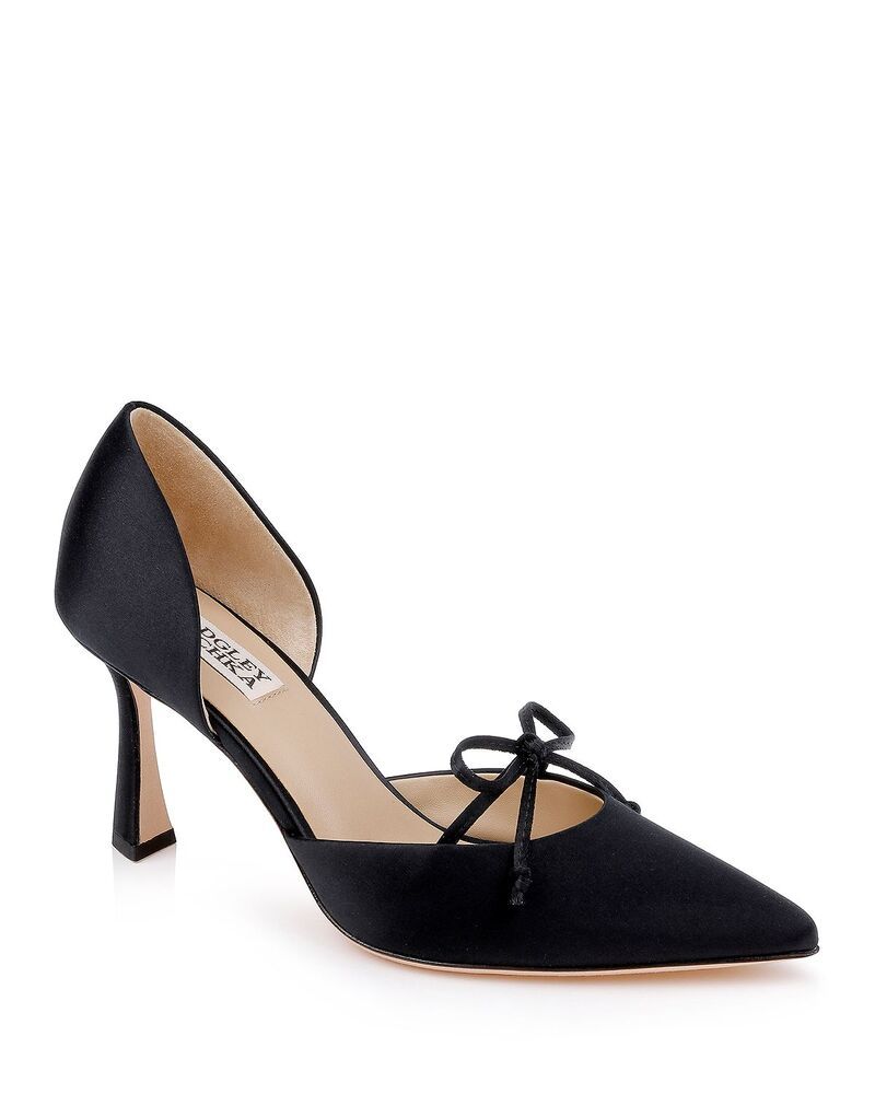 バッジェリーミシュカ レディース シューズ パンプス Badgley Mischka Womens Olympic Bow Pumps Black Satin ブラック