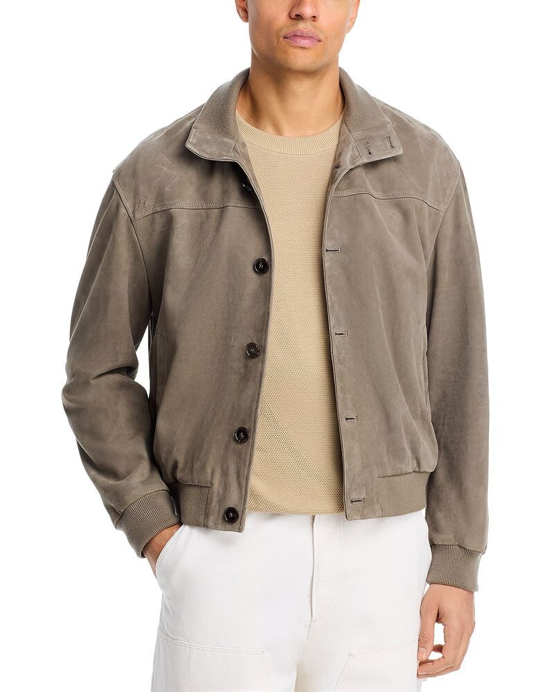 フレーム メンズ アウター ジャケット・ブルゾン スエード FRAME Rib Collar Suede Jacket Smoky Green グリーン