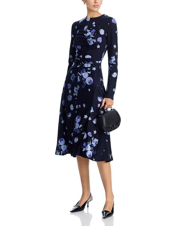 アーデム レディース トップス ワンピース ギャザー ミディ Erdem Ruched Midi Dress Dutch Flower Painting Mid