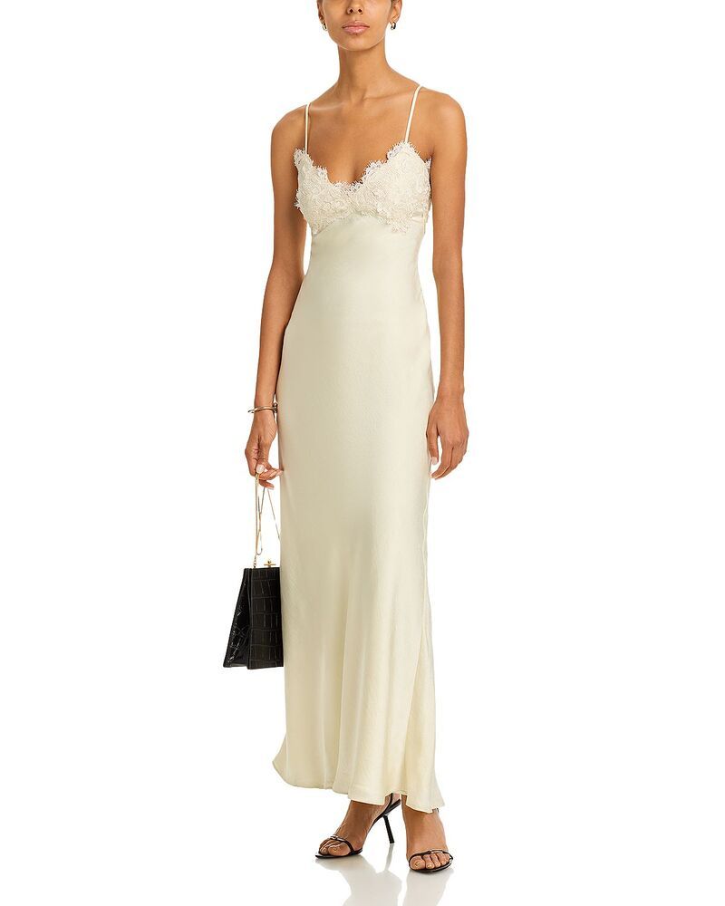バードット レディース トップス ワンピース サテン レース マキシ Bardot Elisan Lace Satin Maxi Dress Ivory アイボリー