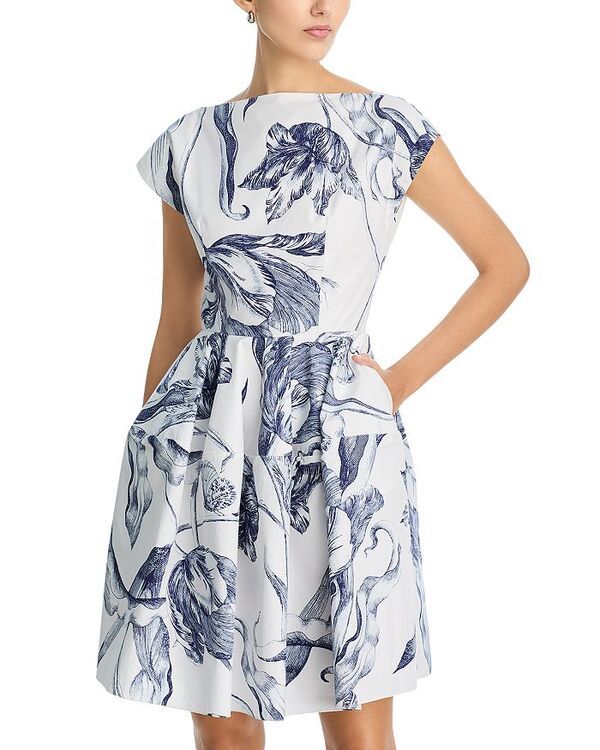 アーデム レディース トップス ワンピース ミニ キャップ Erdem Cap Sleeve Mini Dress Botanical Engraving Ivory アイボリー