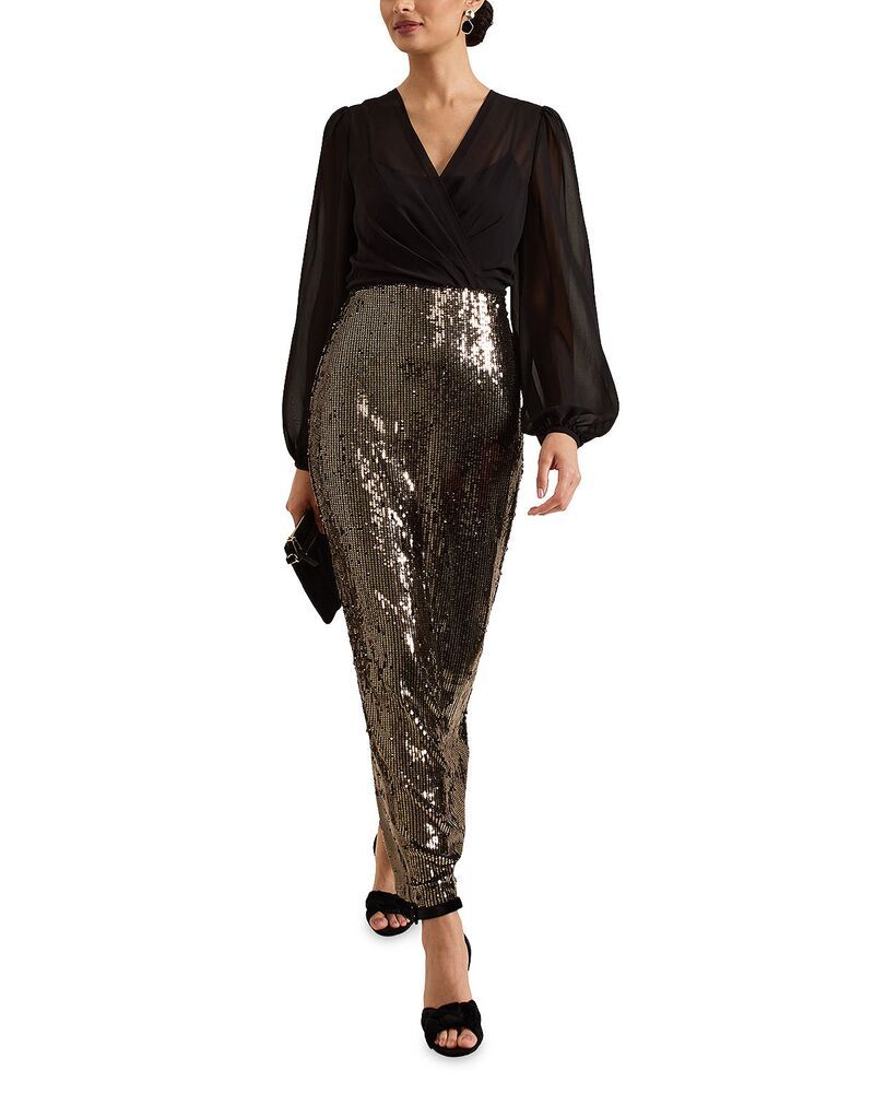 フェイズ・エイト レディース トップス ワンピースパンコール マキシ Phaseight Aniya Sequin Maxi Dress Blackmulti