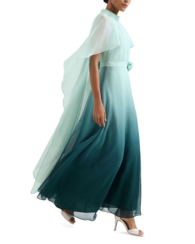 フェイズ・エイト レディース トップス ワンピース ケープデザイン キャップ ケープ マキシ Phaseight Aspen Teal Ombr Cape Maxi Dress Teal ティール
