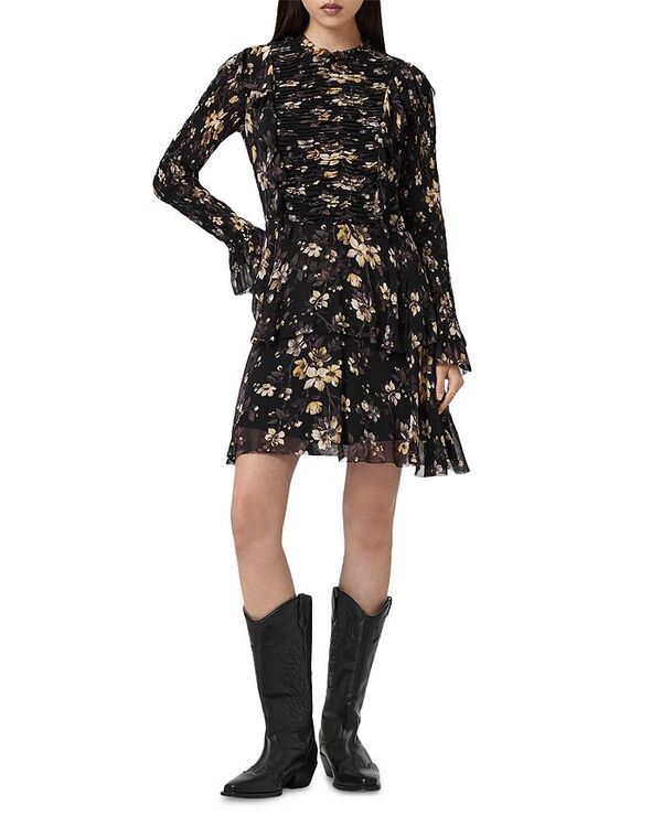 オールセインツ レディース トップス ワンピース ALLSAINTS ALLSAINT Portia Shirredress Vine Black ブラック