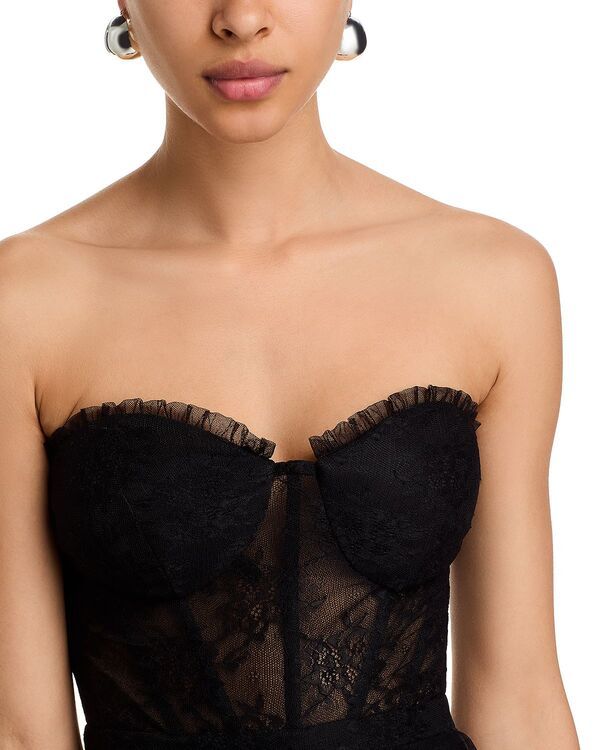 アクア レディース トップス ワンピース メッシュ ストラップレス レース AQUA Strapless Mesh Lace Dress Exclusive Black ブラック アクア レディース トップス ワンピース メッシュ ストラップレス レース AQUA Strapless Mesh Lace Dress Exclusive Black ブラック