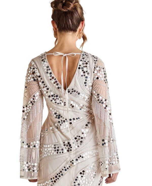 コースト レディース トップス ワンピース ミニ スパンコール Coast Flare Sleeve Sequin Mini Dress Natural コースト レディース トップス ワンピース ミニ スパンコール Coast Flare Sleeve Sequin Mini Dress Natural