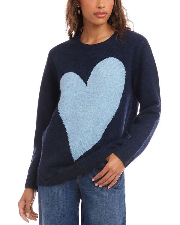 カレンケーン レディース アウター ニット・セーター Karen Kane Heart Jacquard Sweater Navy Blue ネイビー