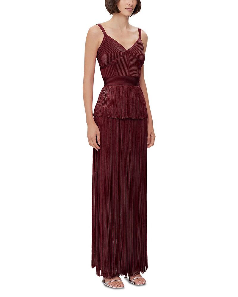 エルベレジェ レディース トップス ワンピース Herv Lger The Holly Gown Met Dark Red レッド