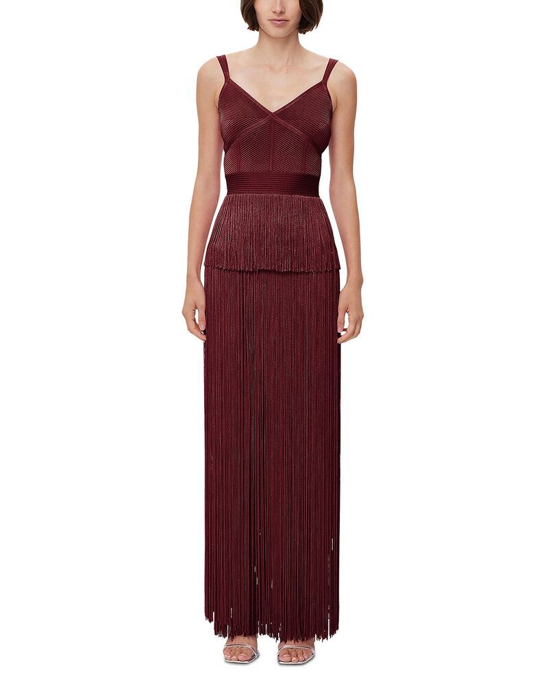 エルベレジェ レディース トップス ワンピース Herv Lger The Holly Gown Met Dark Red レッド