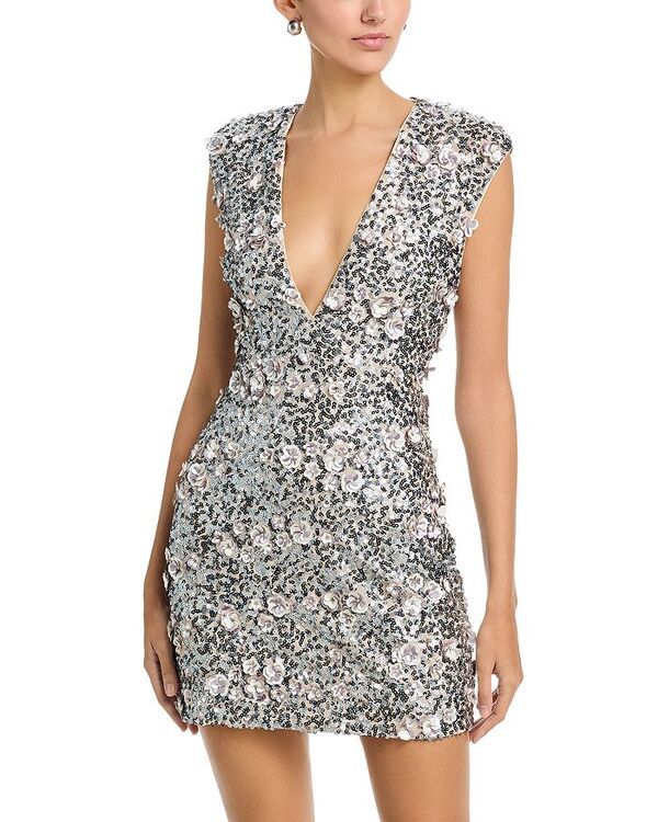 レイミー ブルック レディース トップス ワンピース ミニ スパンコール レース Ramy Brook Lacey Sequined Mini Dress Platinum Rosette