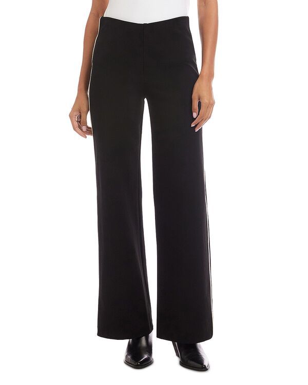 カレンケーン レディース ボトムス カジュアルパンツ ワイドレッグ コントラスト Karen Kane Contrast Piped Wide Leg Pants Black ブラック